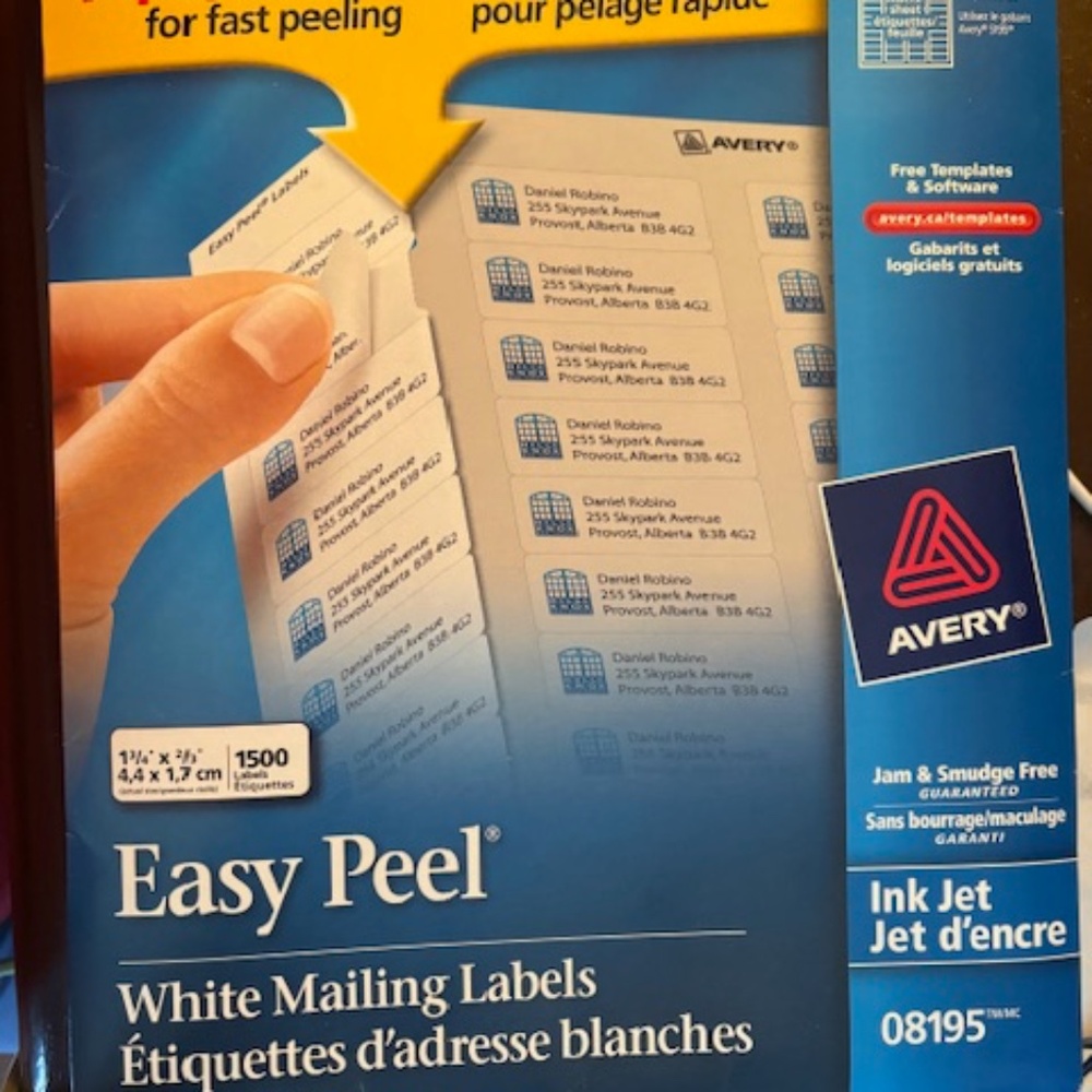 Avery # 08195 Ink Jet Labels